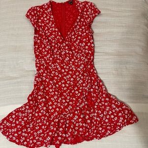 Jcrew red floral wrap style dress